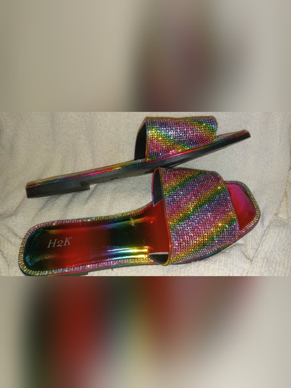 H2K Ladies Fashion Rainbow Colored Sandals Size 10 New